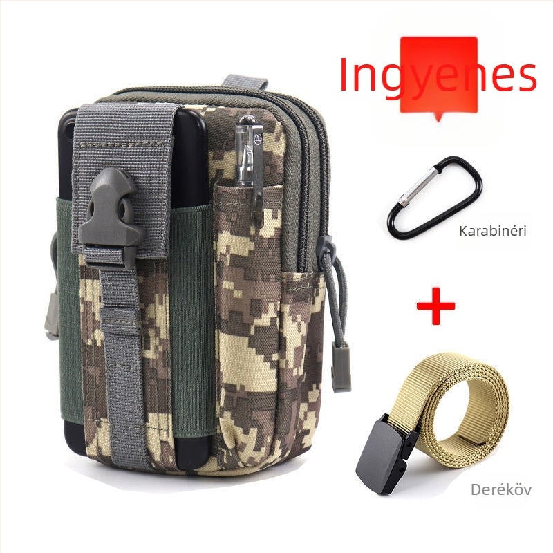 Férfi taktikai derék táska telefonhoz, többfunkciós kültéri tok, Oxford anyagból, kerékpározáshoz