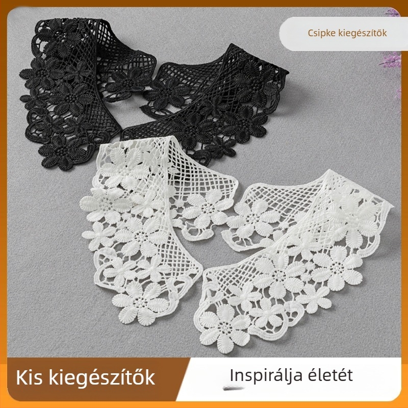 Dantellált gallér kiegészítő, gyapjú, egyszínű minta, koreai stílus, 2025 tavasz, gyerekeknek