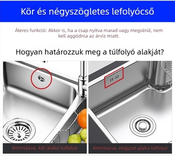 Konyhai mosogató túlfolyócső, 3-utas lefolyó, egységes/dvós mosogatótálcához, ABS+ EVA anyag, CE tanúsítvány