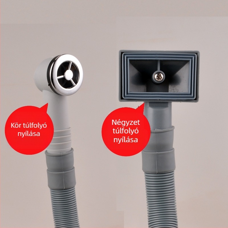 Konyhai mosogató túlfolyócső, 3-utas lefolyó, egységes/dvós mosogatótálcához, ABS+ EVA anyag, CE tanúsítvány