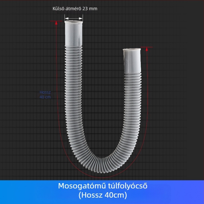 Konyhai mosogató túlfolyócső, 3-utas lefolyó, egységes/dvós mosogatótálcához, ABS+ EVA anyag, CE tanúsítvány