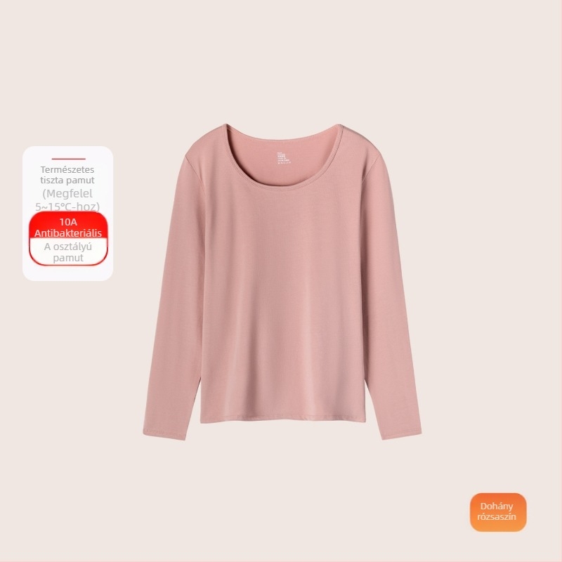 Női pamut termoalsó és felsőruha készlet: vékony anyag (121–140 g/m²), 95–100% pamut, kerek nyakú, hosszú ujjú felső és hozzá tartozó nadrág, alapréteg külső visehez