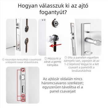 Záras ajtókilincs rozsdamentes acélból, modell ZH-BXGSB, beltéri ajtókhoz hálószobai használatra, modern és egyszerű stílus