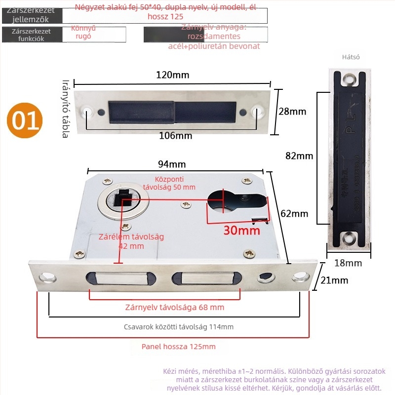 Zártest beltéri ajtóhoz | Modell 505872 Magnetic sorozat | Rozsdamentes acél panel | Modern minimalista stílus