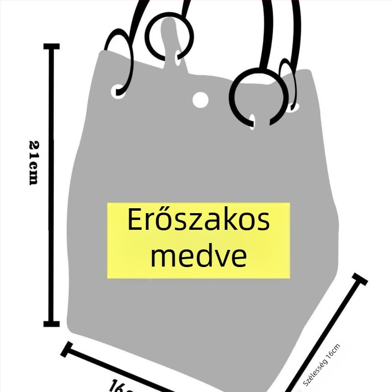 Női kötött cartoon Tote táska, poliészter anyag, ovális alak, záródás, belső laptopzseb