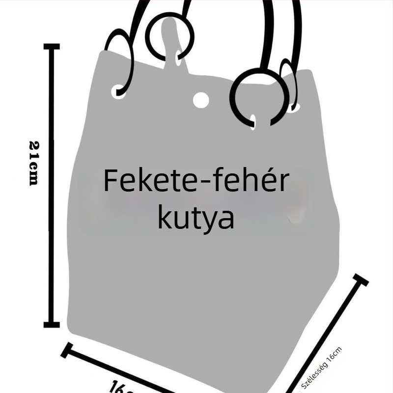 Női kötött cartoon Tote táska, poliészter anyag, ovális alak, záródás, belső laptopzseb