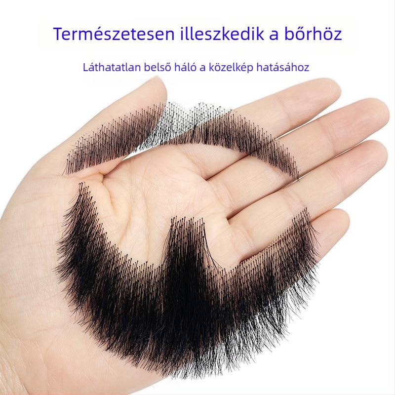 Férfi sminkhez való szakáll rekvizit, kézzel szőtt valódi hajból, rövid paróka, modell HZ, filmes és televíziós megjelenítéshez