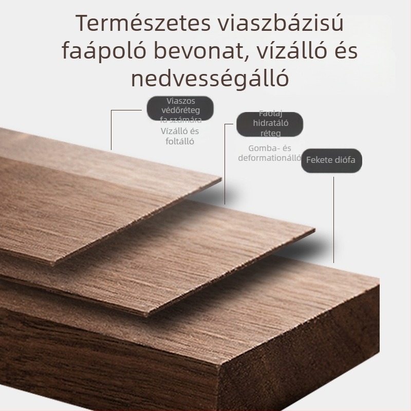 Fából készült falra szerelhető törölközőtartó, fúrás nélküli, hat darabos készlet
