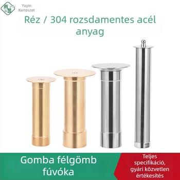Szökőkútfej – Állítható gomba‑félgömb alakú, réz és rozsdamentes acél, falon keresztüli permetezés, kert és táj (Kód 0200)