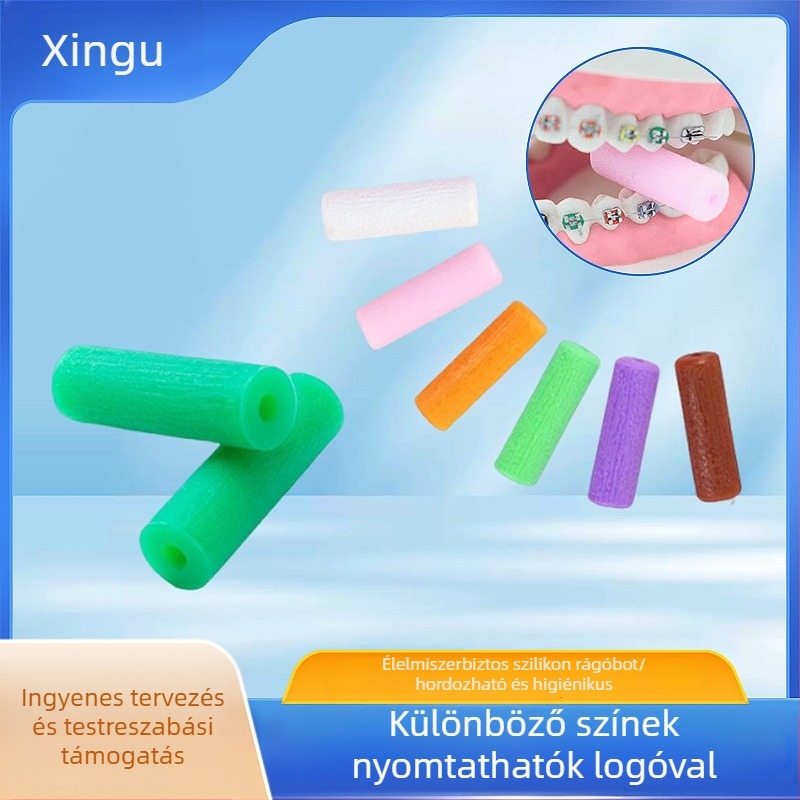 Ortodóntikus üreges rágónyárs, élelmiszer-minőségű szilikonból, felnőtteknek, gyümölcsös illat, 1000 darabos csomag