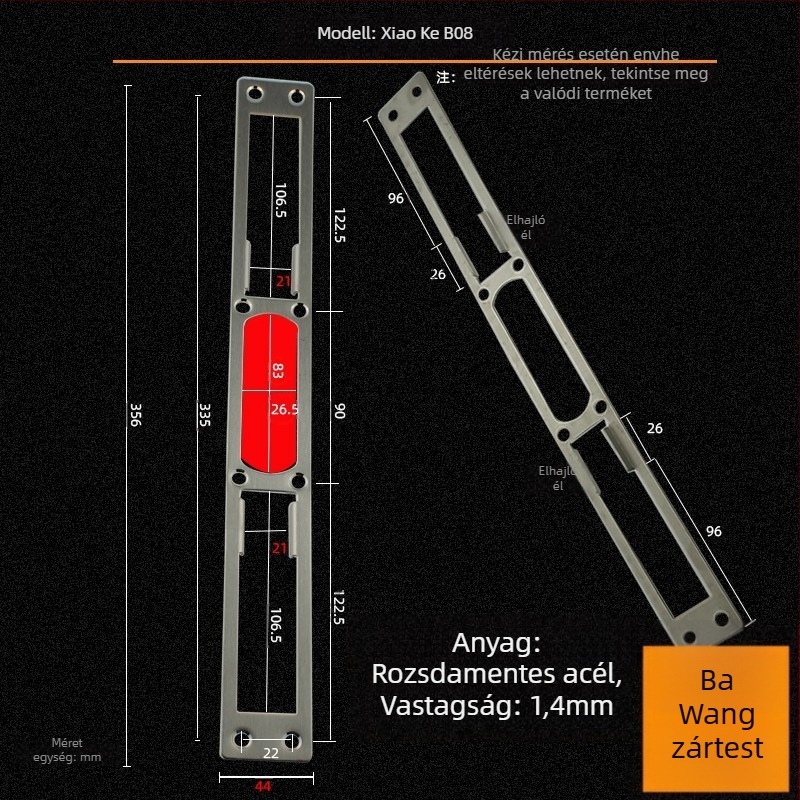 Andamia B05 zártest, rozsdamentes acél, modern minimalist stílus, biztonsági ajtókhoz, faajtókhoz és villa kapukhoz