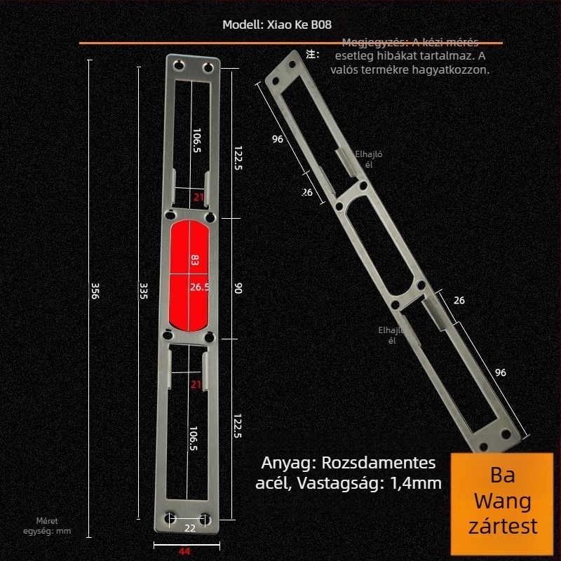 Andamia B05 zártest, rozsdamentes acél, modern minimalist stílus, biztonsági ajtókhoz, faajtókhoz és villa kapukhoz