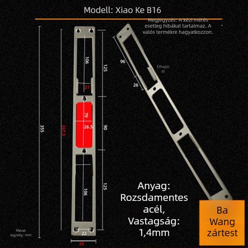 Andamia B05 zártest, rozsdamentes acél, modern minimalist stílus, biztonsági ajtókhoz, faajtókhoz és villa kapukhoz