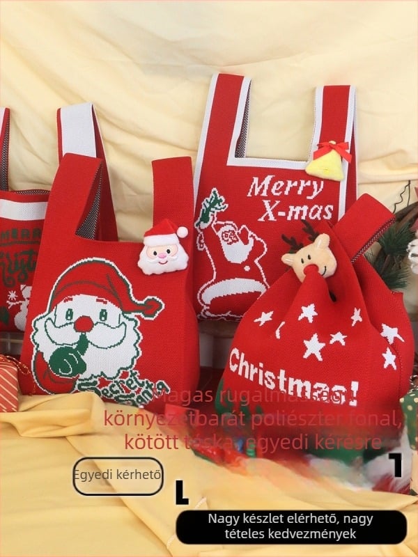 Halloween kézzel kötött csuklós táska – kád alakú, poliészter anyag és bélés, nyitott felső, mindennapi használatra