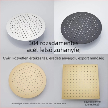 Felső zuhanyfej – 304 rozsdamentes acél, Top Spray, eső funkció, négyszögletes univerzális menet