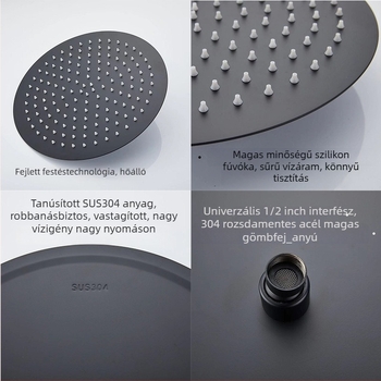 Felső zuhanyfej – 304 rozsdamentes acél, Top Spray, eső funkció, négyszögletes univerzális menet