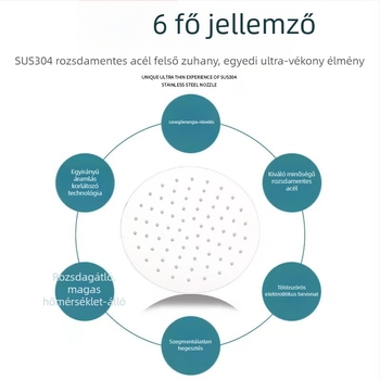 Felső zuhanyfej – 304 rozsdamentes acél, Top Spray, eső funkció, négyszögletes univerzális menet