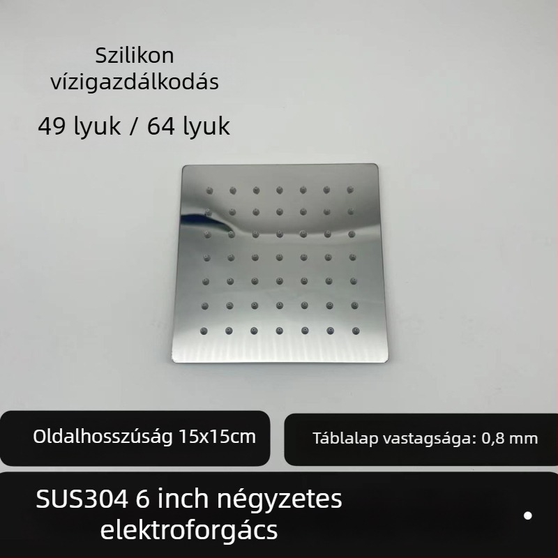 Felső zuhanyfej – 304 rozsdamentes acél, Top Spray, eső funkció, négyszögletes univerzális menet
