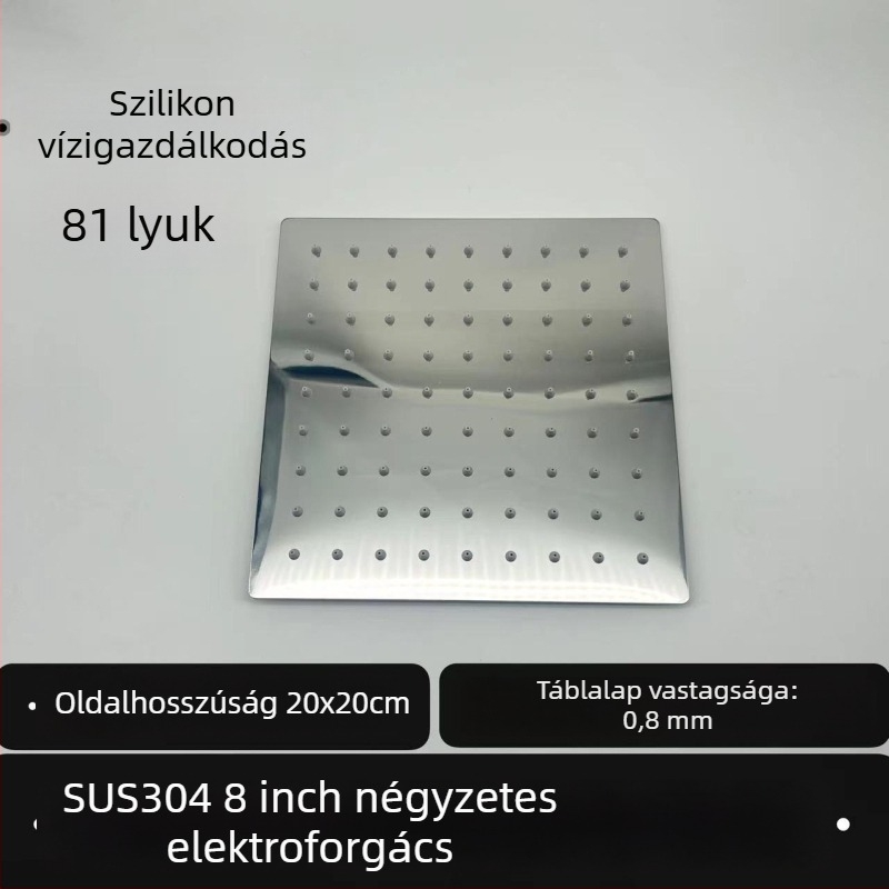 Felső zuhanyfej – 304 rozsdamentes acél, Top Spray, eső funkció, négyszögletes univerzális menet