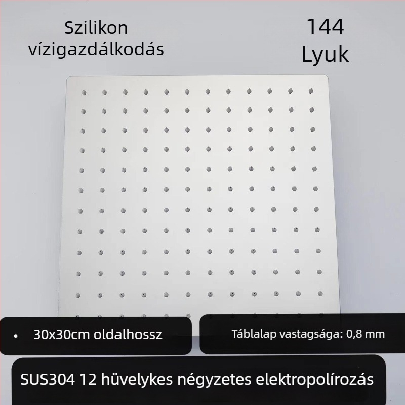 Felső zuhanyfej – 304 rozsdamentes acél, Top Spray, eső funkció, négyszögletes univerzális menet