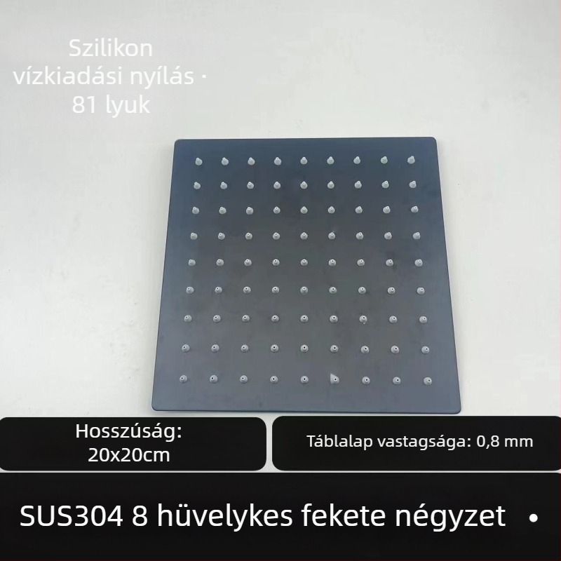 Felső zuhanyfej – 304 rozsdamentes acél, Top Spray, eső funkció, négyszögletes univerzális menet