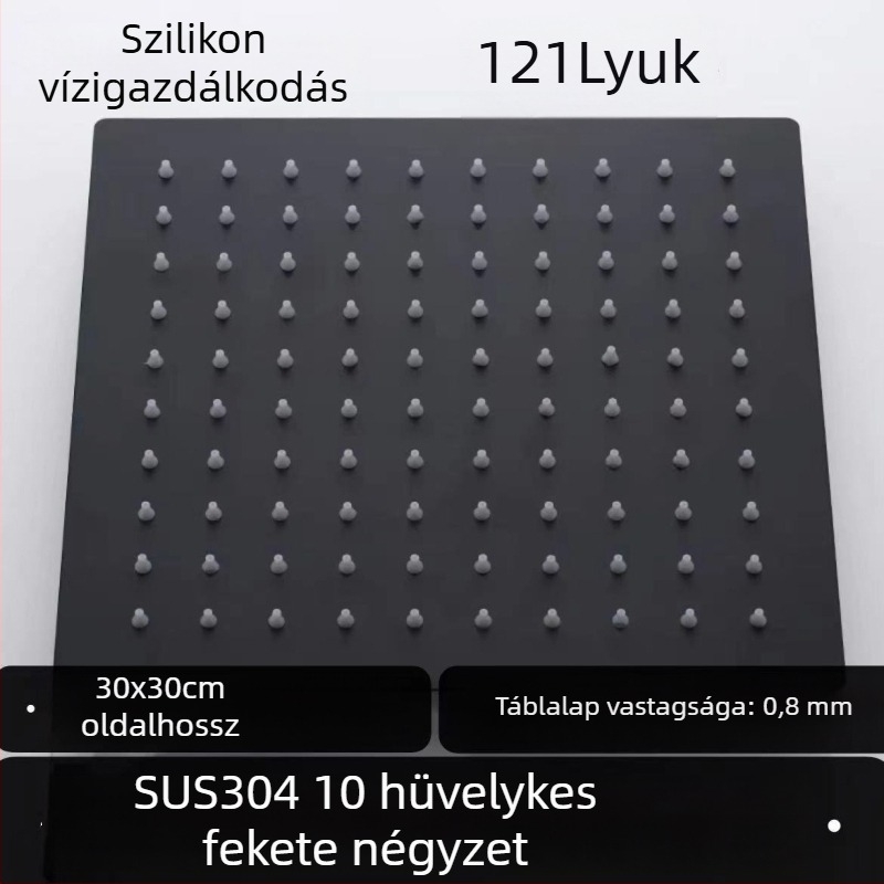 Felső zuhanyfej – 304 rozsdamentes acél, Top Spray, eső funkció, négyszögletes univerzális menet