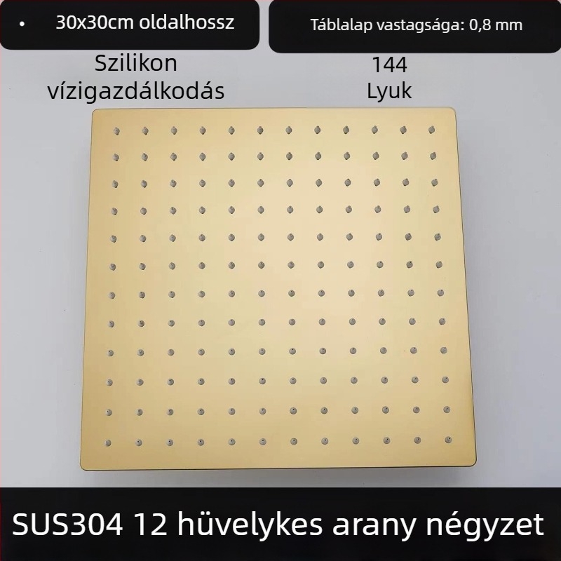 Felső zuhanyfej – 304 rozsdamentes acél, Top Spray, eső funkció, négyszögletes univerzális menet