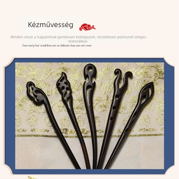 Fából készült hajdísz virágmotívumokkal, retro stílusú, kézzel készített, alkalmas Hanfu hajviselethez