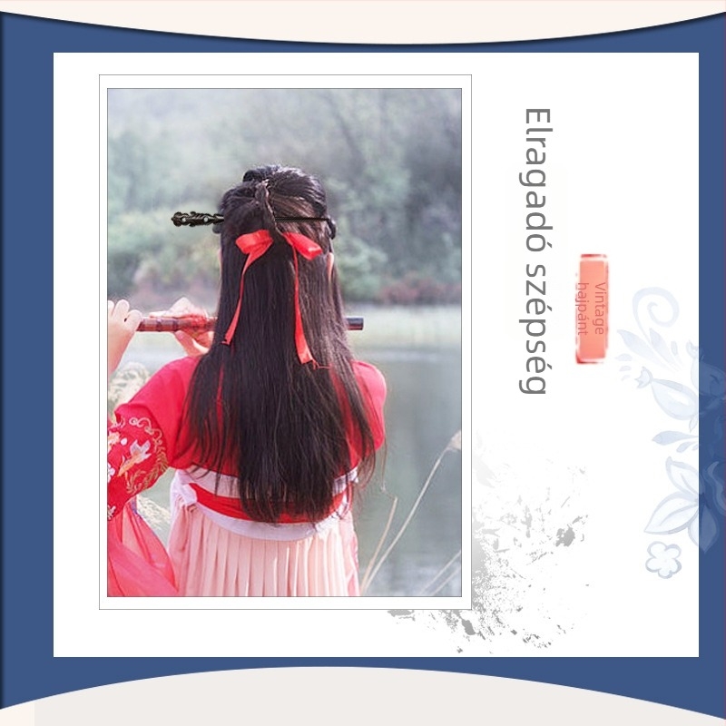 Fából készült hajdísz virágmotívumokkal, retro stílusú, kézzel készített, alkalmas Hanfu hajviselethez