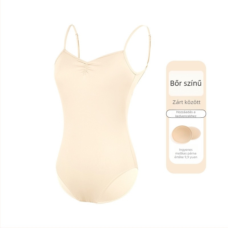 Női balett-leotár vékony pántokkal, egyrészes táncruha, nylon 75% anyag, nylon bélés 80%, felnőtteknek, nyári gyakorlathoz