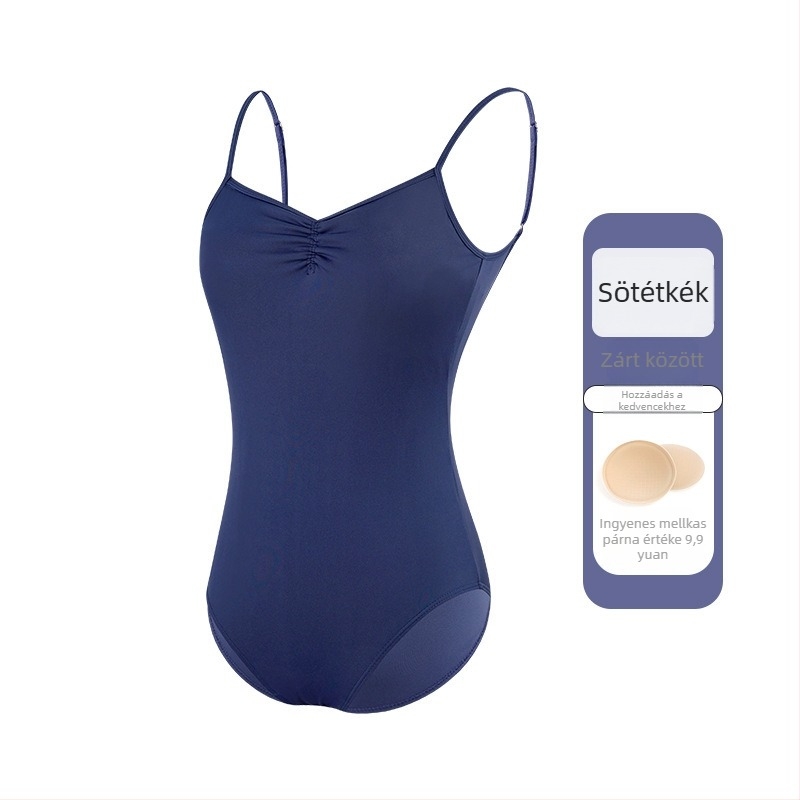 Női balett-leotár vékony pántokkal, egyrészes táncruha, nylon 75% anyag, nylon bélés 80%, felnőtteknek, nyári gyakorlathoz