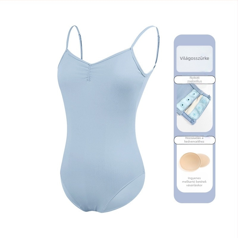 Női balett-leotár vékony pántokkal, egyrészes táncruha, nylon 75% anyag, nylon bélés 80%, felnőtteknek, nyári gyakorlathoz