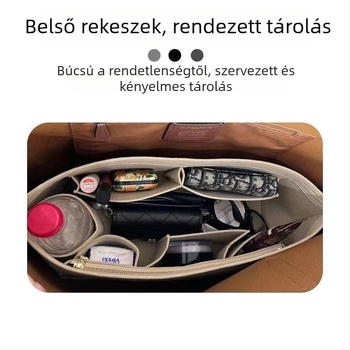 Belső rendező Tote táskákhoz – test filcből készült test, bélés poliészter, egyszínű mintázat, ultra könnyű, lopás elleni, bővíthető tárolás otthoni használatra