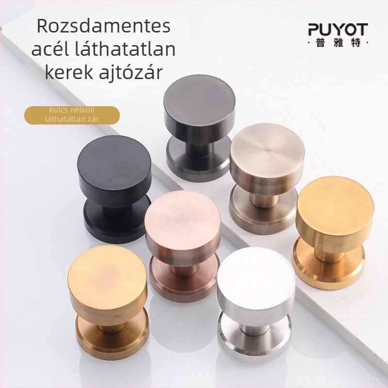 Rozsdamentes acélból készült rejtett körkörös ajtózár - csendes, fa ajtókhoz, egyoldali fogantyúval