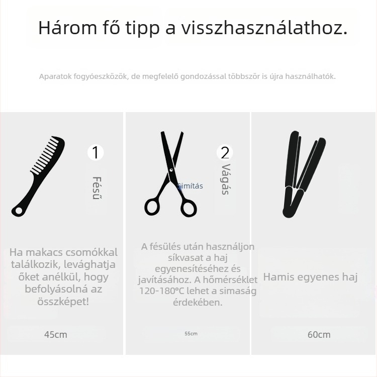 Yuxinde paróka darab, egyenes haj, közép részű frufru, könnyű csatolható hosszabbítás a volumenhez, magas hőmérsékletű rost