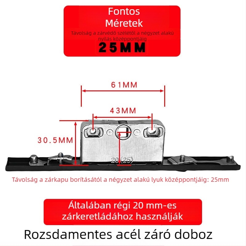Alumíniumötvözetű bukóablak zárdoboza: átviteli zártest és teleszkópos zár, összekötő záralkatrészek