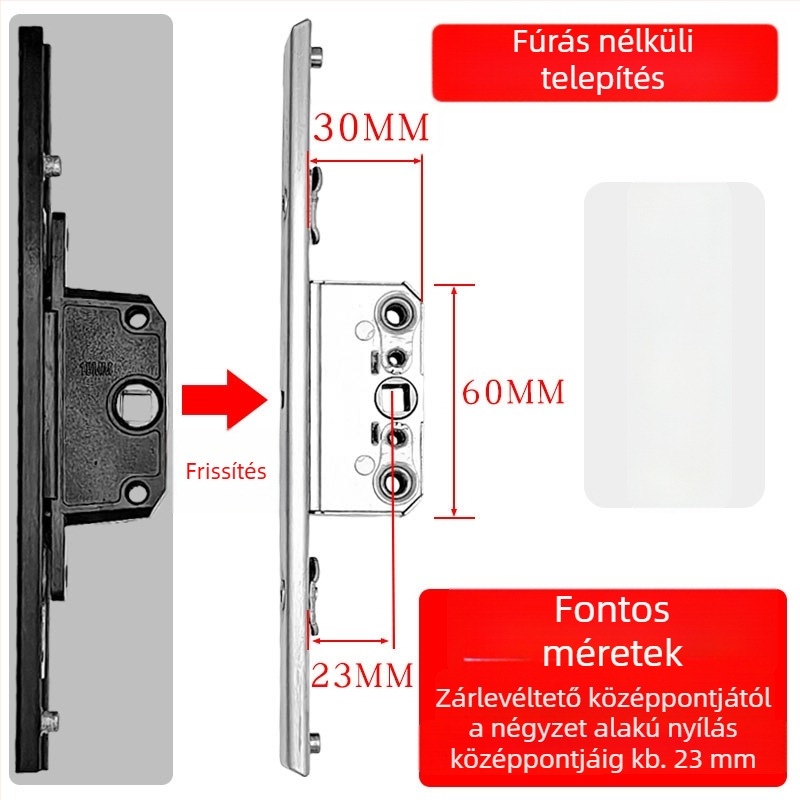 Alumíniumötvözetű bukóablak zárdoboza: átviteli zártest és teleszkópos zár, összekötő záralkatrészek