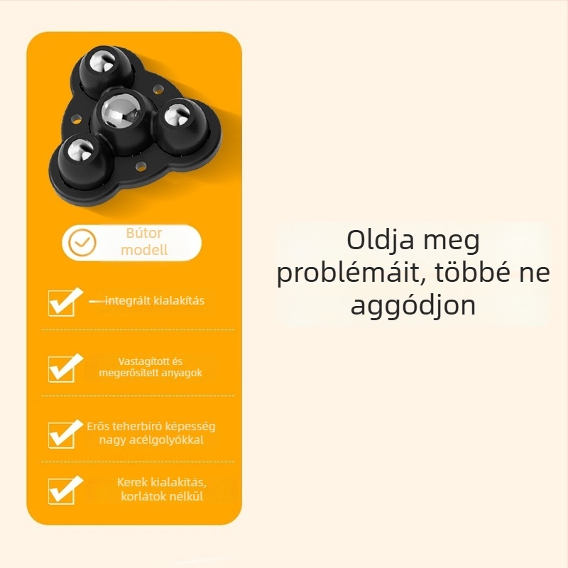 Ringing mini csendes forgó görgők bútorokhoz (ABS + rozsdamentes acél)
