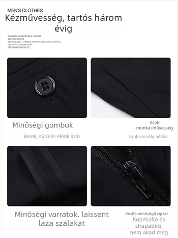 Férfi gyapjúból készült lezser, egyenes szabású nadrág, magas derekú, vasalásmentes, egyszínű.