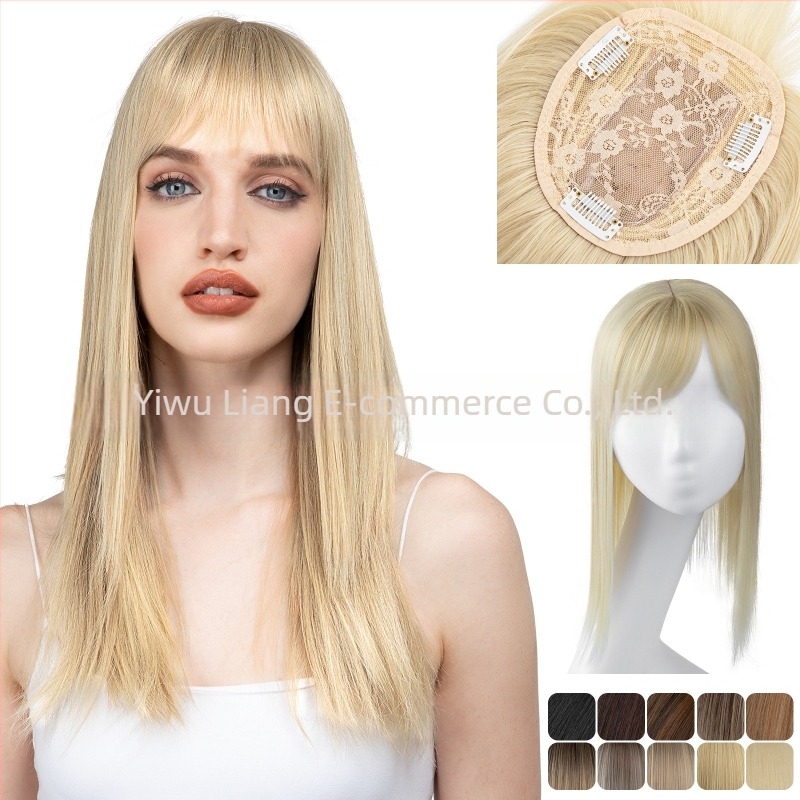 Női paróka - Hosszú, egyenes hajdarab 3D frufival, gépi feldolgozás, magas hőmérsékletű selyem, göndöríthető és festhető