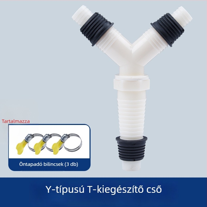 Mosógép lefolyócső, Y-alakú elágazás, három végű hosszabbító tömlő, padlólefolyó csatlakozó (Márka: más; Tanúsítvány: Nincs; Anyag: alapértelmezett elemek; Stílus: modern és minimalist)
