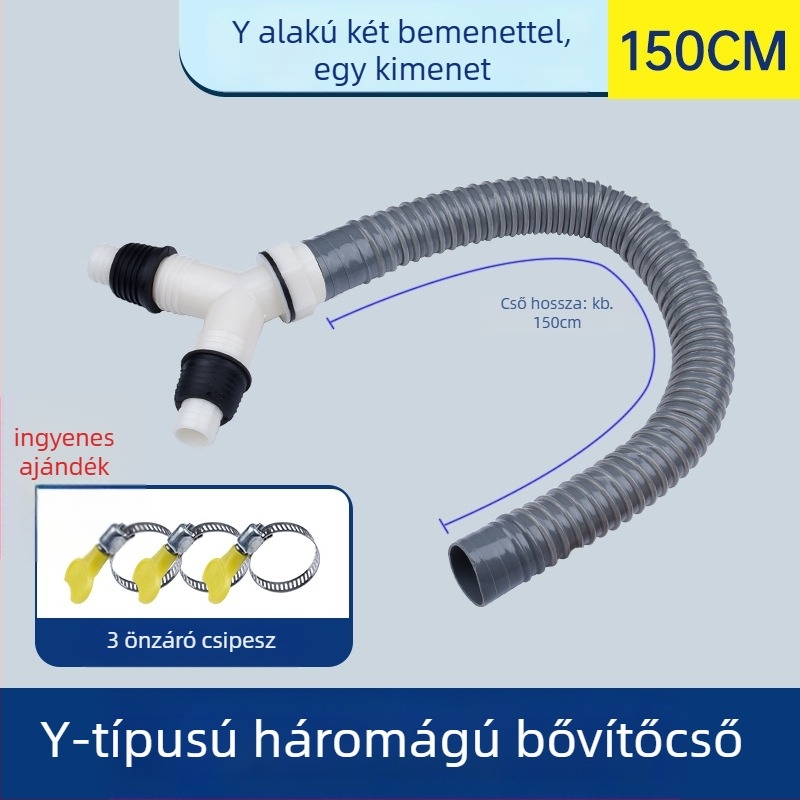 Mosógép lefolyócső, Y-alakú elágazás, három végű hosszabbító tömlő, padlólefolyó csatlakozó (Márka: más; Tanúsítvány: Nincs; Anyag: alapértelmezett elemek; Stílus: modern és minimalist)
