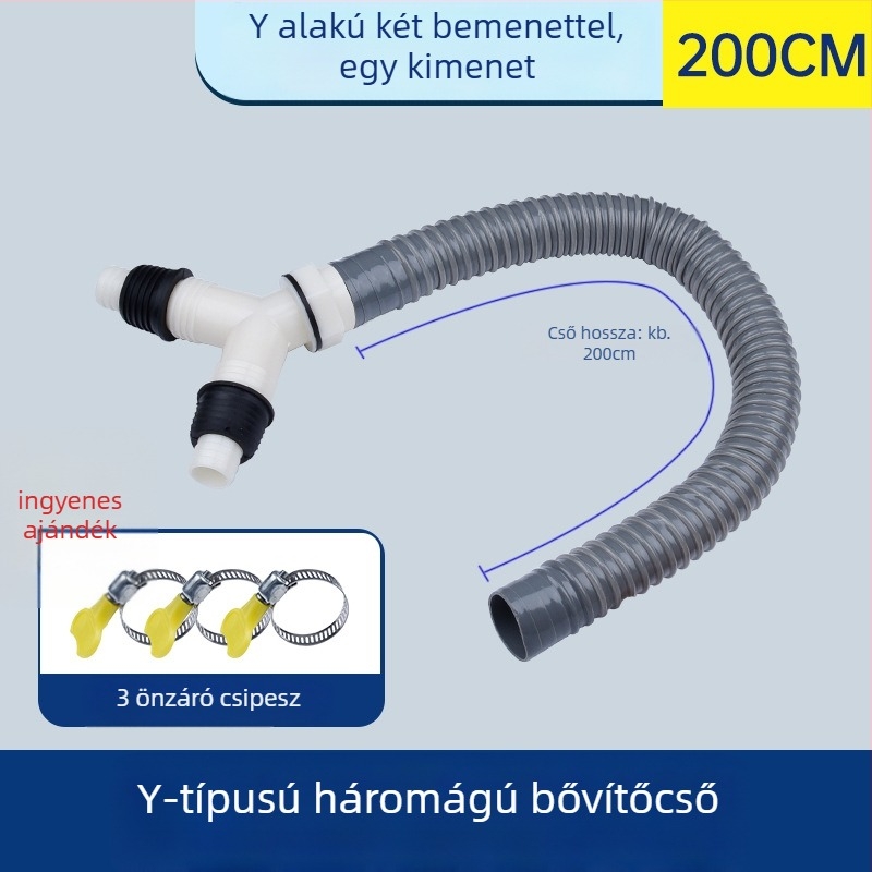 Mosógép lefolyócső, Y-alakú elágazás, három végű hosszabbító tömlő, padlólefolyó csatlakozó (Márka: más; Tanúsítvány: Nincs; Anyag: alapértelmezett elemek; Stílus: modern és minimalist)