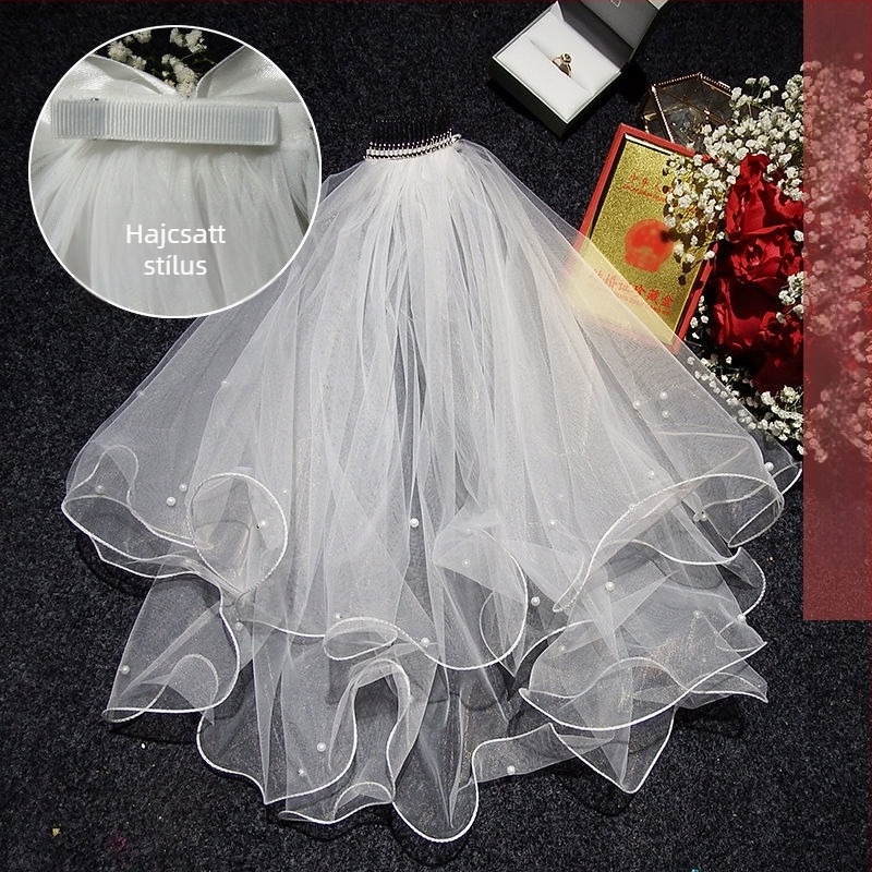 Menyasszonyi fejfedő fátyollal – modern minimál stílus, pár-stílus, márka Unique, Télen 2022