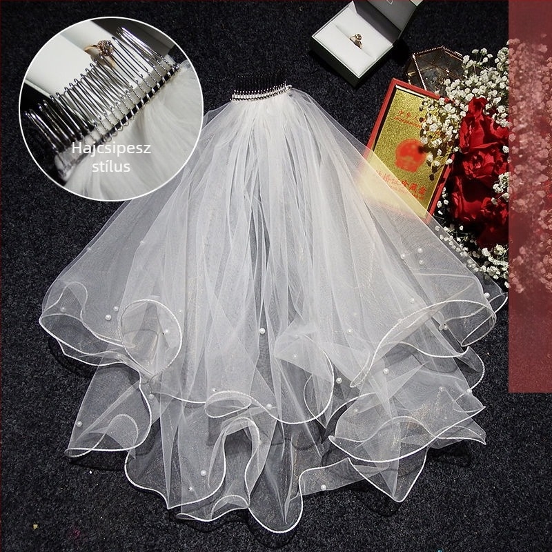 Menyasszonyi fejfedő fátyollal – modern minimál stílus, pár-stílus, márka Unique, Télen 2022