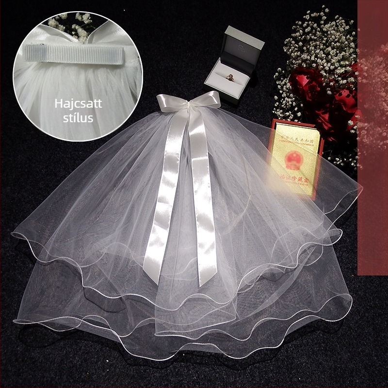 Menyasszonyi fejfedő fátyollal – modern minimál stílus, pár-stílus, márka Unique, Télen 2022