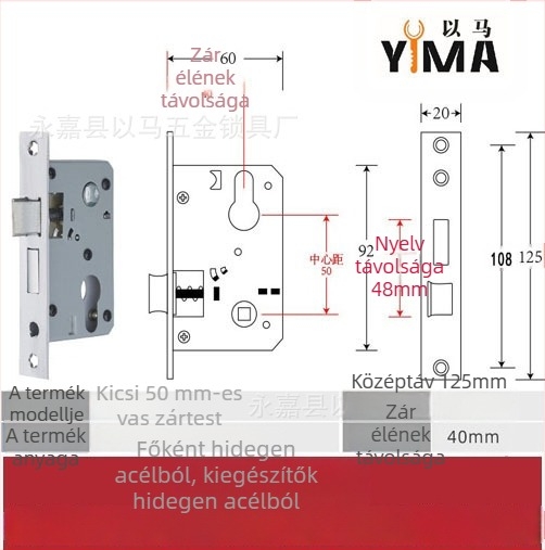 Belső faajtókhoz tervezett fogantyús zártest — mechanikus zártest, beépített szerelés, univerzális cilinder, modellek 5045/5845/7255