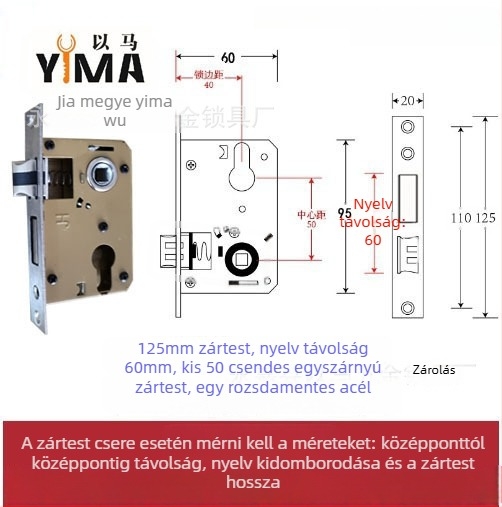 Belső faajtókhoz tervezett fogantyús zártest — mechanikus zártest, beépített szerelés, univerzális cilinder, modellek 5045/5845/7255