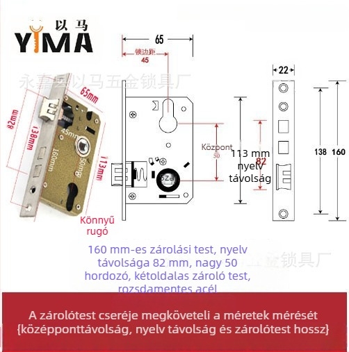 Belső faajtókhoz tervezett fogantyús zártest — mechanikus zártest, beépített szerelés, univerzális cilinder, modellek 5045/5845/7255