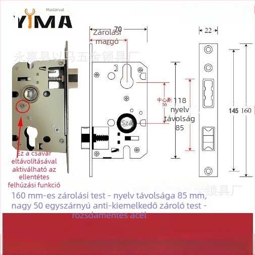 Belső faajtókhoz tervezett fogantyús zártest — mechanikus zártest, beépített szerelés, univerzális cilinder, modellek 5045/5845/7255